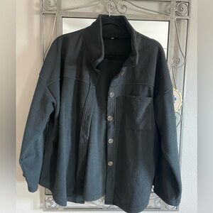 Black shacket with front pocket